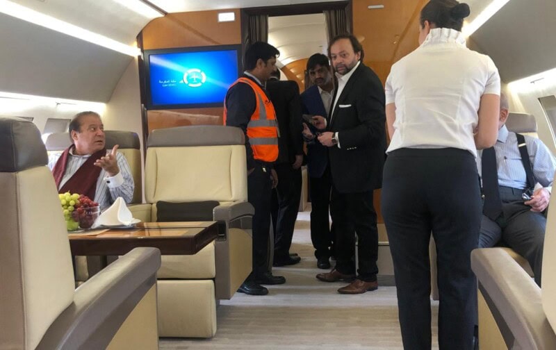 Former PM Nawaz spotted in his air ambulance