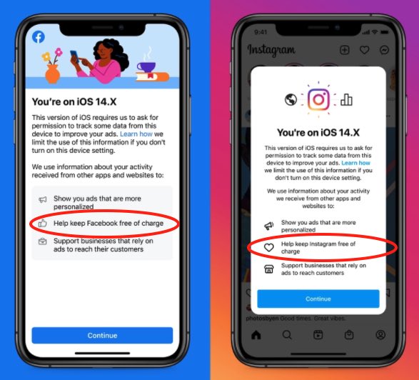 Facebook new notification for iOS users to allow the social media giant to track their data for personalized ads experience