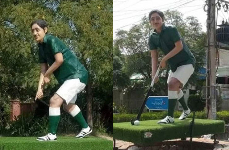 Hockey stick, ball stolen again from statue of Samiullah Khan