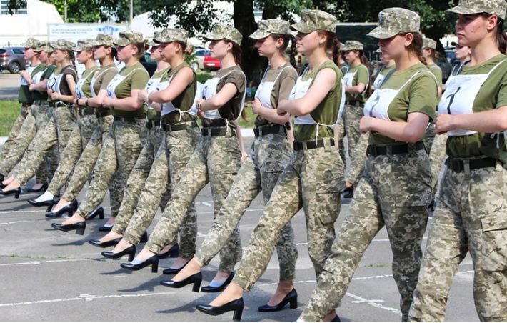 Ukrainian army defends decision to make female soldiers march in high heels