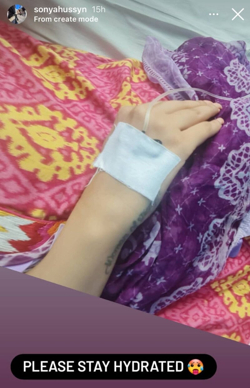 Sonya Hussyn, Umer Sharif and Mathira hospitalised, Yashma Gill gets a drip on sets