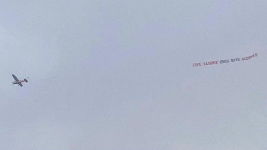 Plane with Free Kashmir Banner