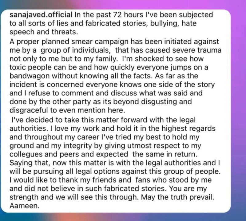 ‘Toxic, smear campaign, severe trauma to my family’: Sana Javed makes blasting revelations