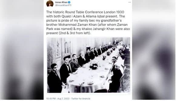 What's the confusion around Imran Khan posting a picture of his relatives at the Round Table Conference in 1930?