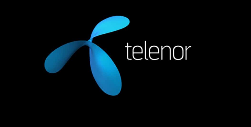 Picture of Blue Telenor Logo on Black Background