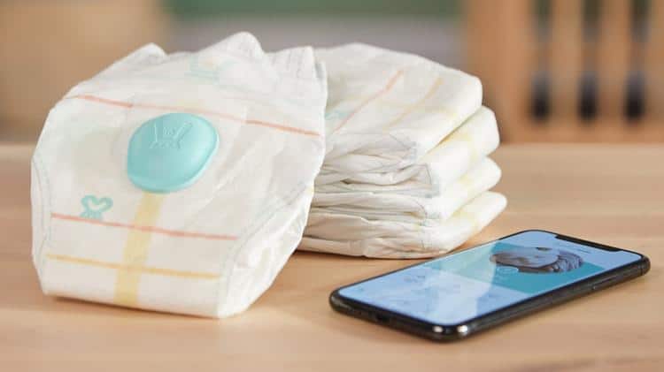 This smart diaper will send a phone notification when baby needs a diaper change