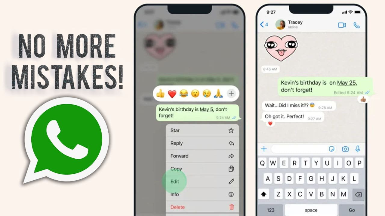 Whatsapp edit sent message and lock chats