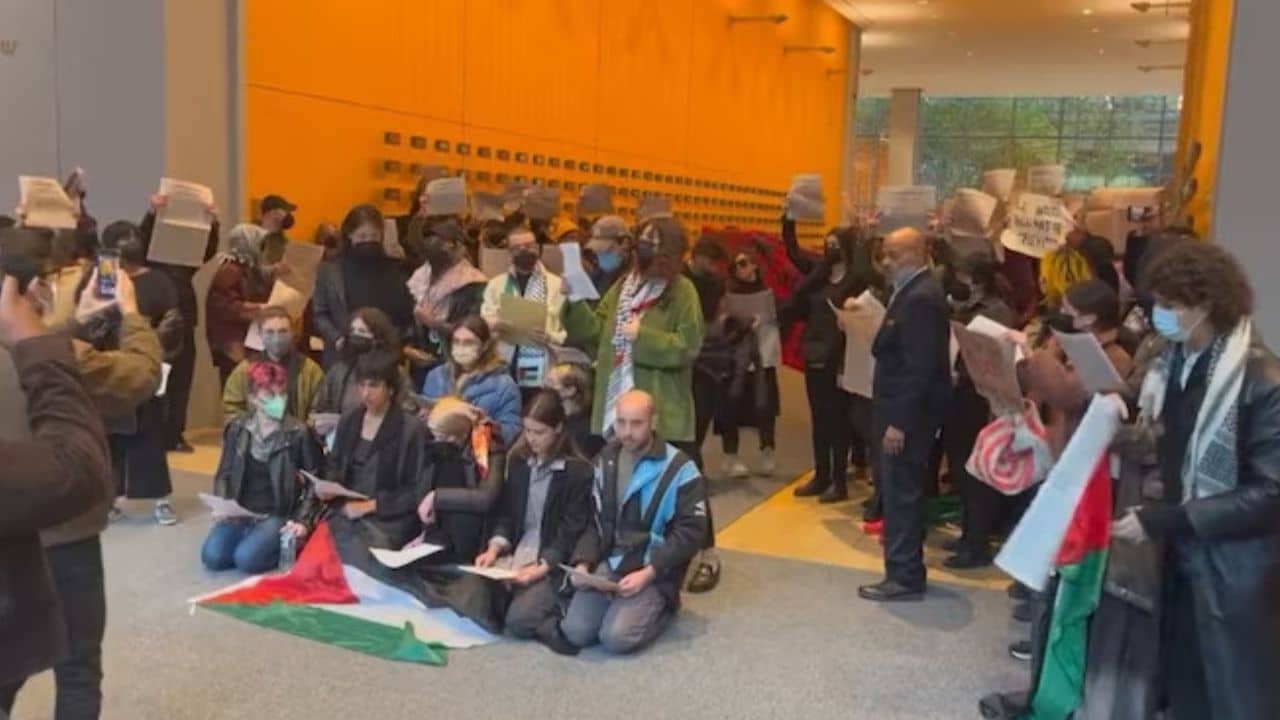 More than 100 activists occupy New York Times lobby, read out names of