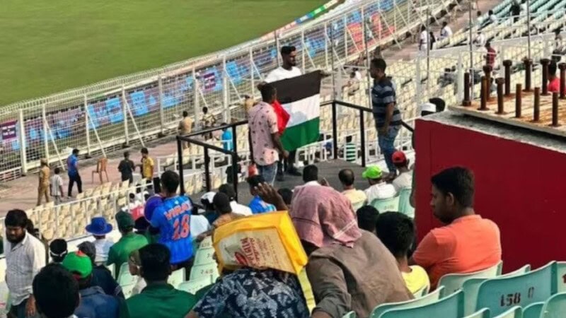 Palestine flag hoisted in Eden Garden during Pak-Bangladesh match