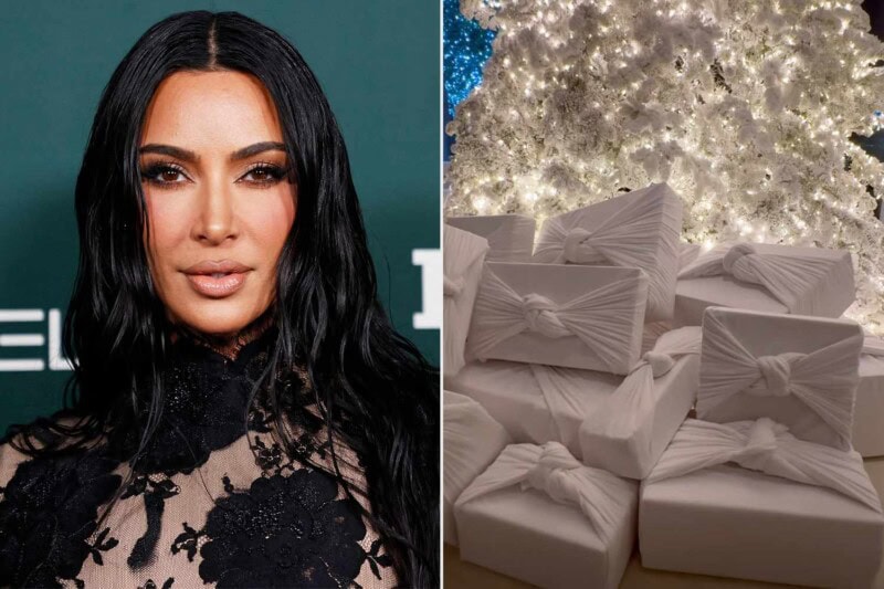 Social media users criticize Kim Kardashian over Christmas gift wrapping choice