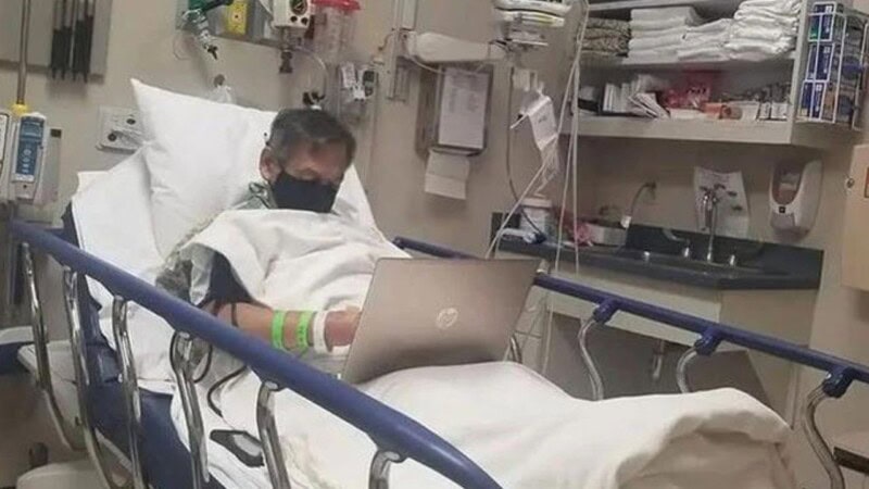Teacher checking assignments on death bed goes viral