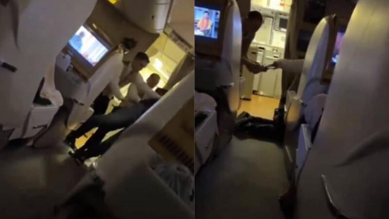Watch: Drunk Pakistani passenger restrained in international flight