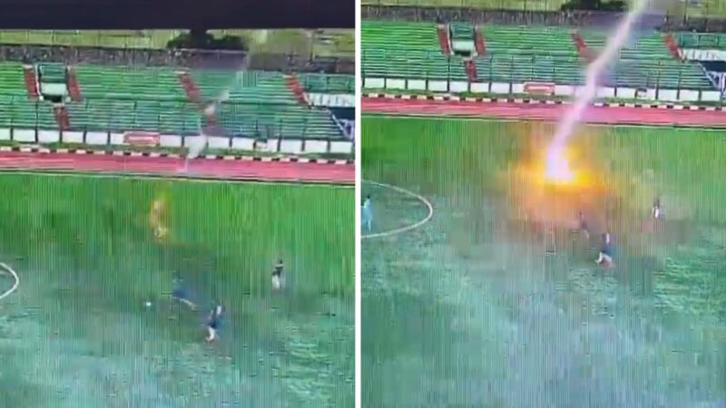 Video: Football player killed by lightning during match