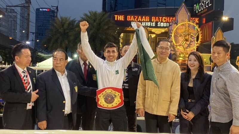 Pakistani boxer Nisar Ahmed Achakzai won the World Muay Thai Boxing Tournament