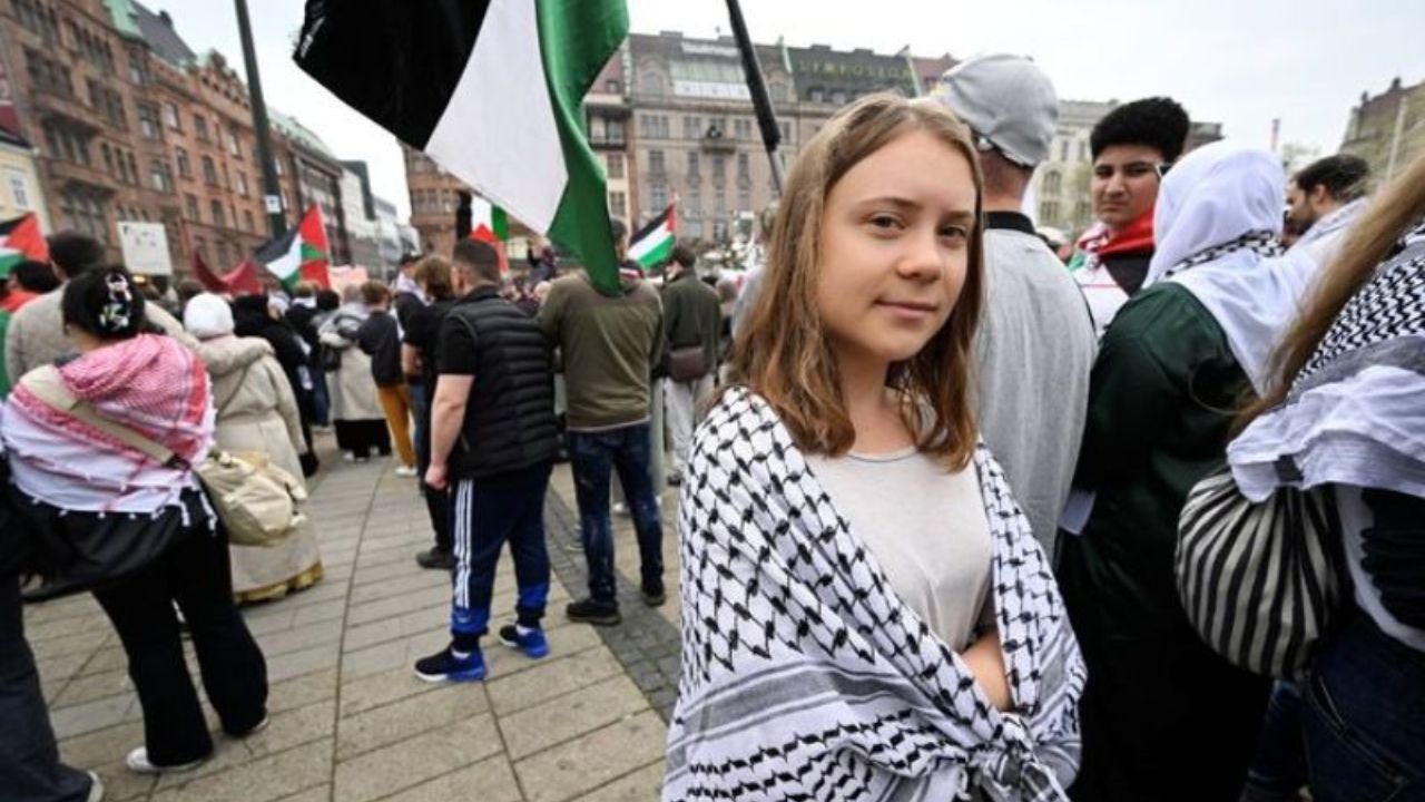 Greta Thunberg shows up at protest to denounce Israel's participation in Eurovision