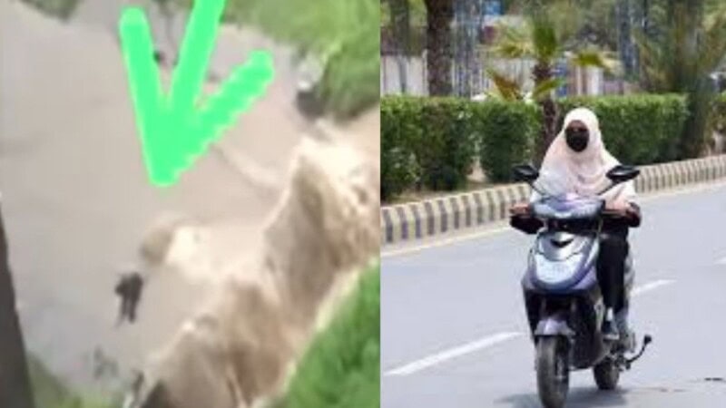 Girl riding her scooty falls in open rainwater drain, still missing