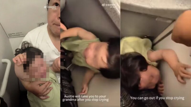 Video: Chinese woman locks crying toddler in plane’s toilet to ‘calm her down’