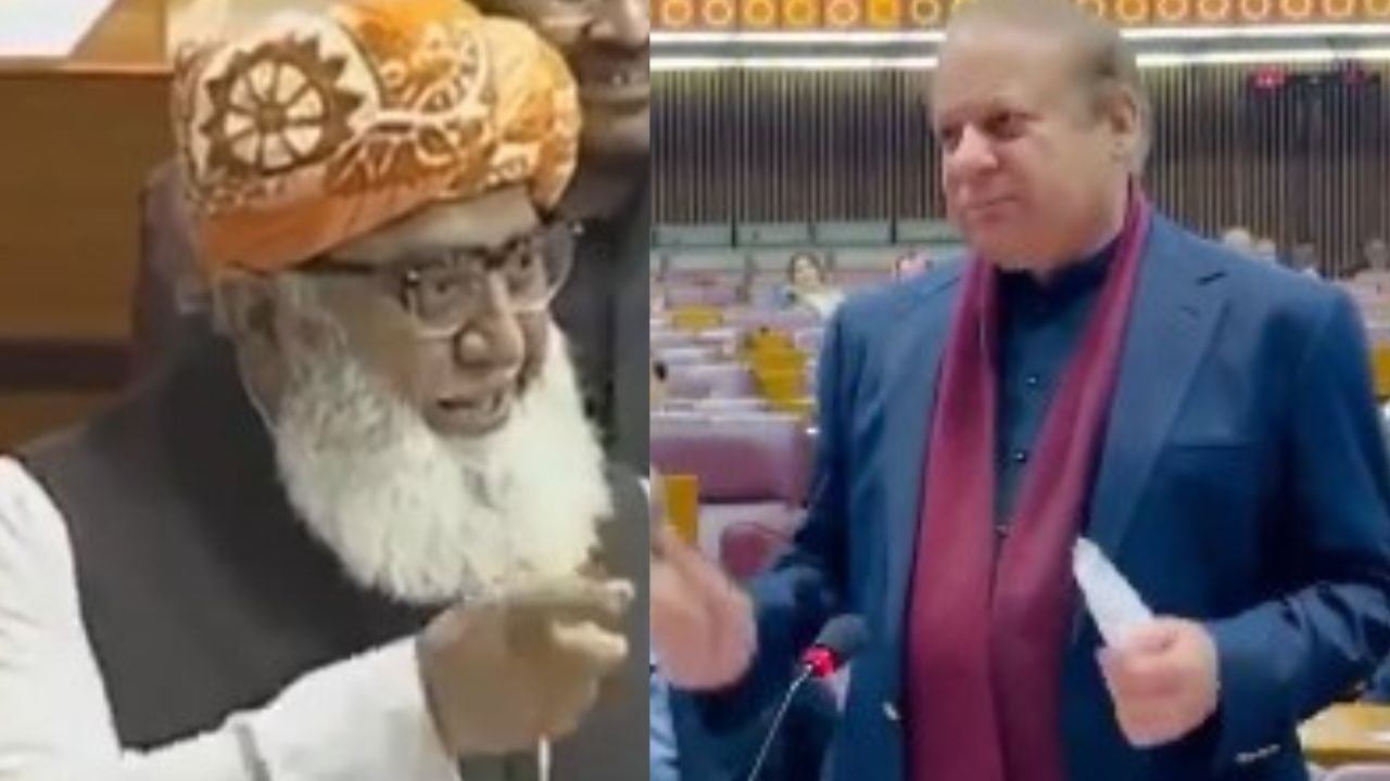 Nawaz recites poetry but butchers the sher; Maulana Fazlur Rehman corrects him