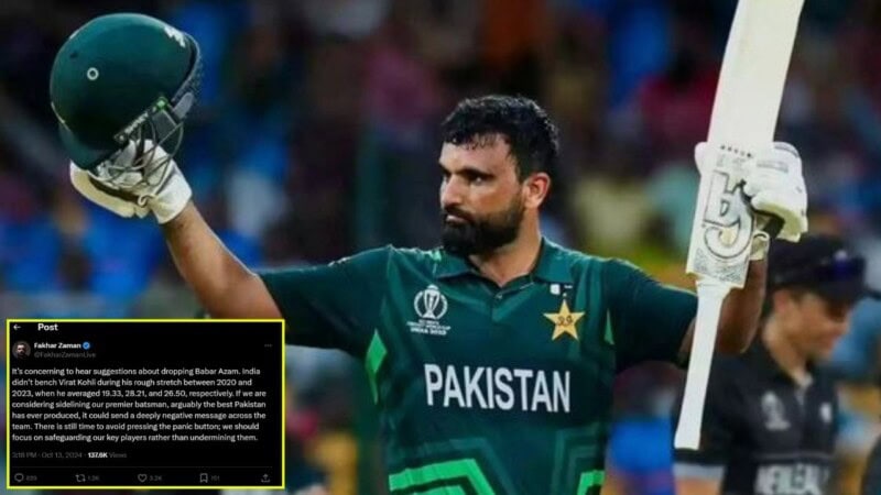 Who tweeted in Babar’s support from Fakhar’s account?