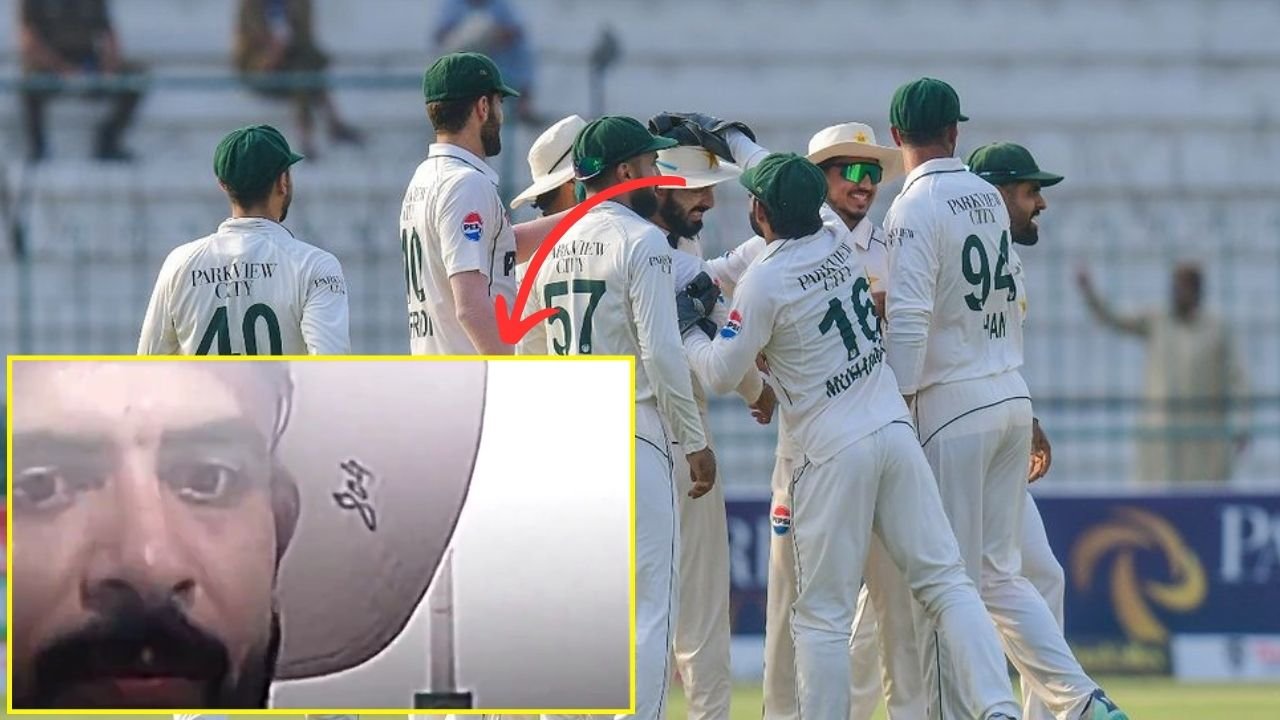 Which cricketer is wearing a hat reading '804' in PAK-ENG Test?