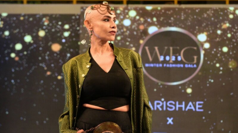 Angeline Malik walks the ramp with bald head, speaks out on cancer battle
