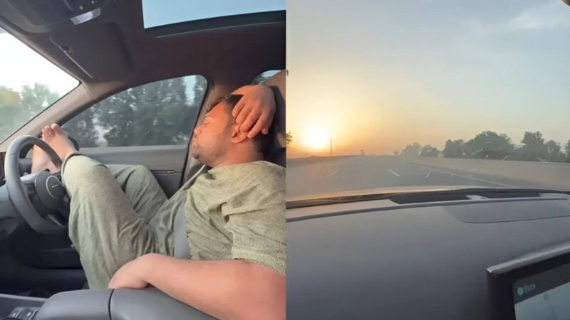 Internet slams Ducky Bhai for sleeping in self-driving car on Motorway