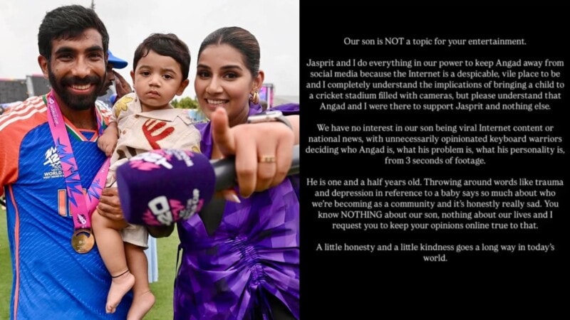 Jasprit Bumrah’s wife slams trolls targeting their infant son