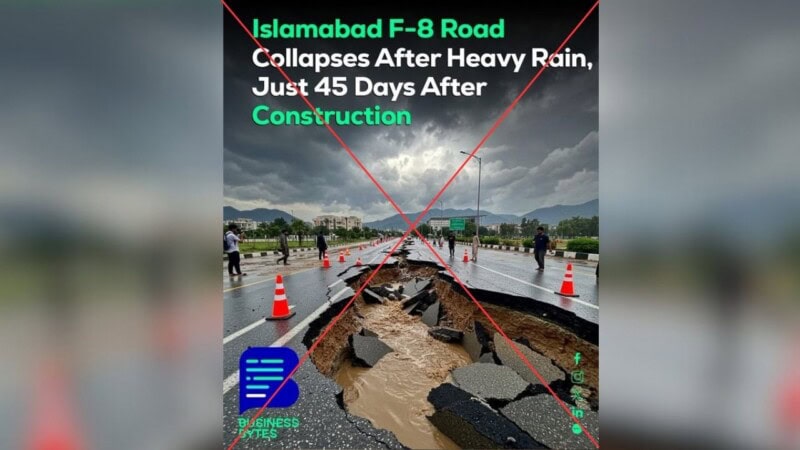 Viral image showing large, deep crack in road in Islamabad caused by rain is fake