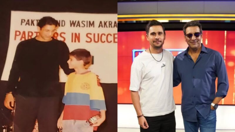 Tabish Hashmi recreates iconic childhood moment with Wasim Akram after 28 years