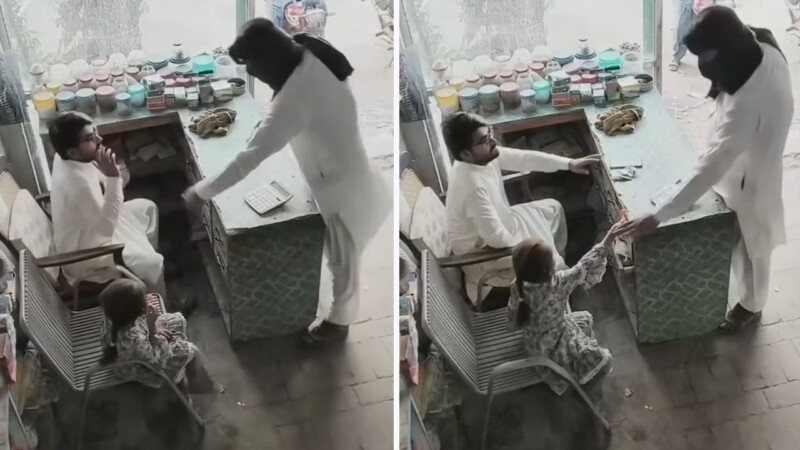 FAKE VIDEO: Viral CCTV of girl offering lollipop to robber is not real