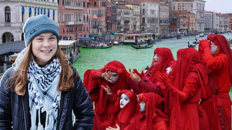 Greta Thunberg temporarily banned from Venice for turning water lime green