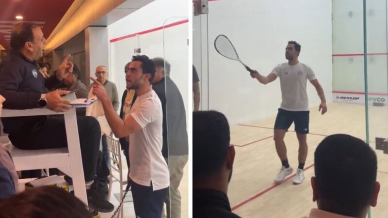 Egyptian squash player clashes with Pakistani referee during Karachi Open