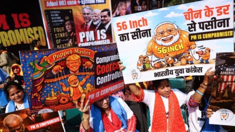 Protests erupt in New Delhi over alleged Modi link to Epstein files