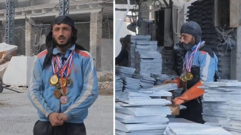 Extreme poverty forces national medalist to work in marble factory