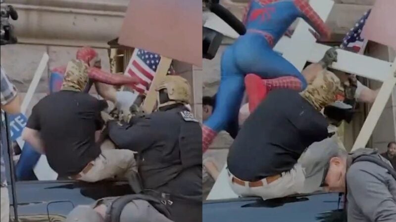 ‘Spider-Man’ attacks white supremacist during anti-Muslim rally in US