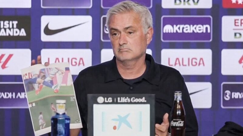 ‘Those were two clear red cards’: Mourinho holds up printed photos in furious Real Madrid press conference