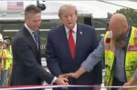 Trump left inaudible at White House helipad event amid TV networks’ boycott