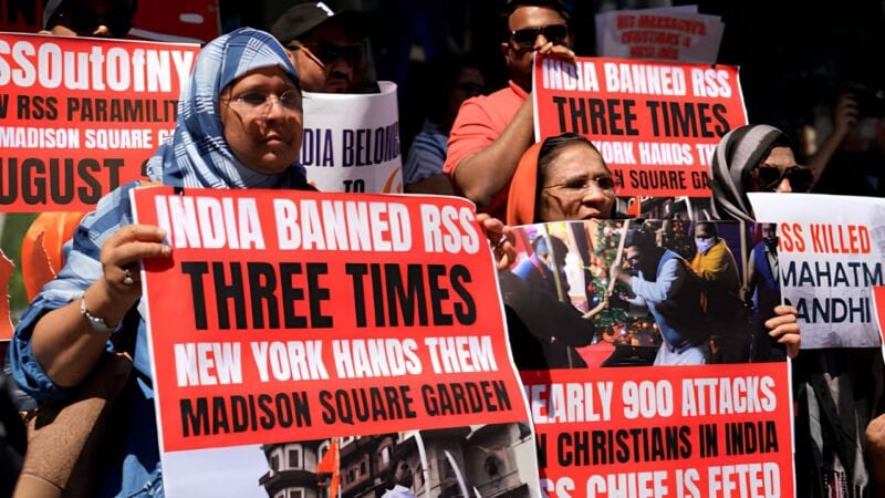Protesters rally against RSS chief in New York