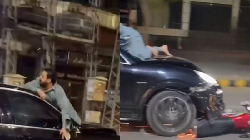 Case registered after car drags motorcycle with man clinging to hood in Rawalpindi
