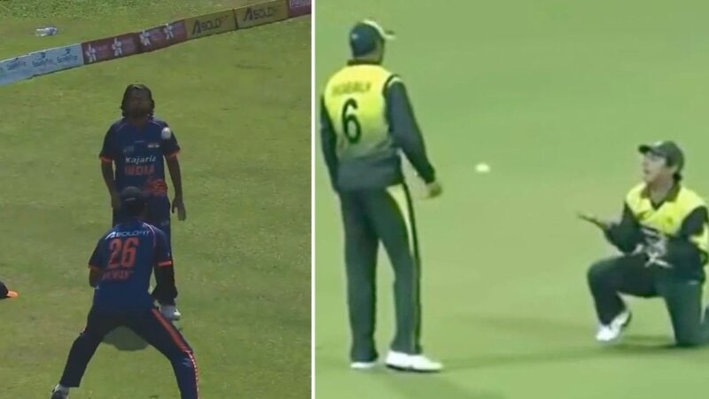 Indian fielders recreate Saeed Ajmal and Shoaib Malik’s famous dropped catch at Hong Kong Sixes